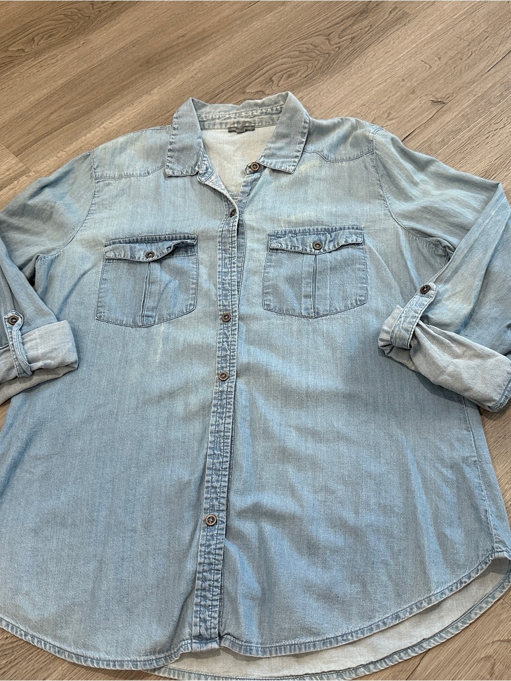 Charlotte Russe Chambray Denim Button Down Shirt - Large